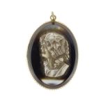 Victorian agate cameo pendant, 5cm in length :For Further Condition Reports Please Visit Our