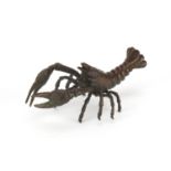 Japanese bronze crayfish, impressed marks to the underside, 10cm in length :For Further Condition