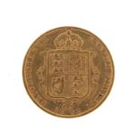 Queen Victoria 1892 shield back half sovereign :For Further Condition Reports Please Visit Our