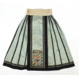 Chinese silk wedding skirt embroidered with butterflies amongst flowers, 86cm high :For Further