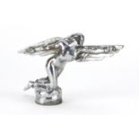 Art Deco chrome plated bronze L'espasce car mascot by Charles Soudant, 11cm high :For Further