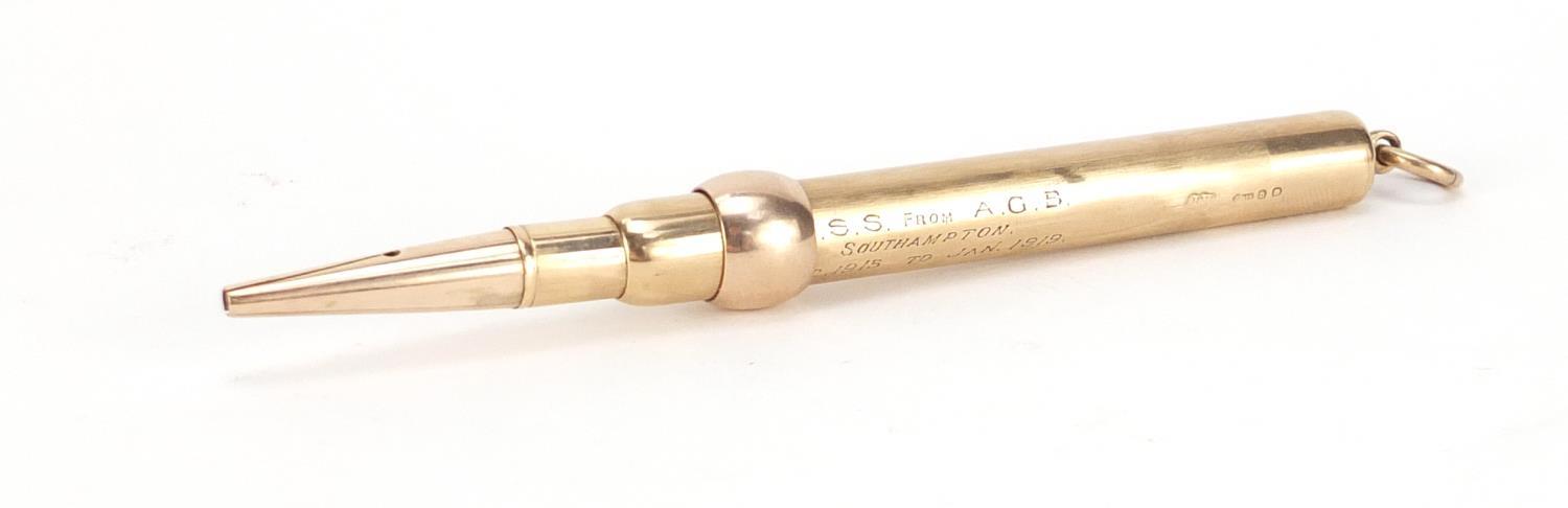 9ct gold propelling pencil, 8.5cm in length when closed, 26.5g :For Further Condition Reports Please - Image 3 of 6