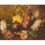 Still life, flowers, oil on board, bearing a indistinct signature possibly Herman Hard, mounted