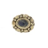 Danish silver brooch by Georg Jensen, with central cabochon labradorite, numbered 60, 4cm in length,
