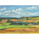 Manner of Carlos Nadal - Spanish landscape, mixed media on paper, inscribed verso, mounted unframed,