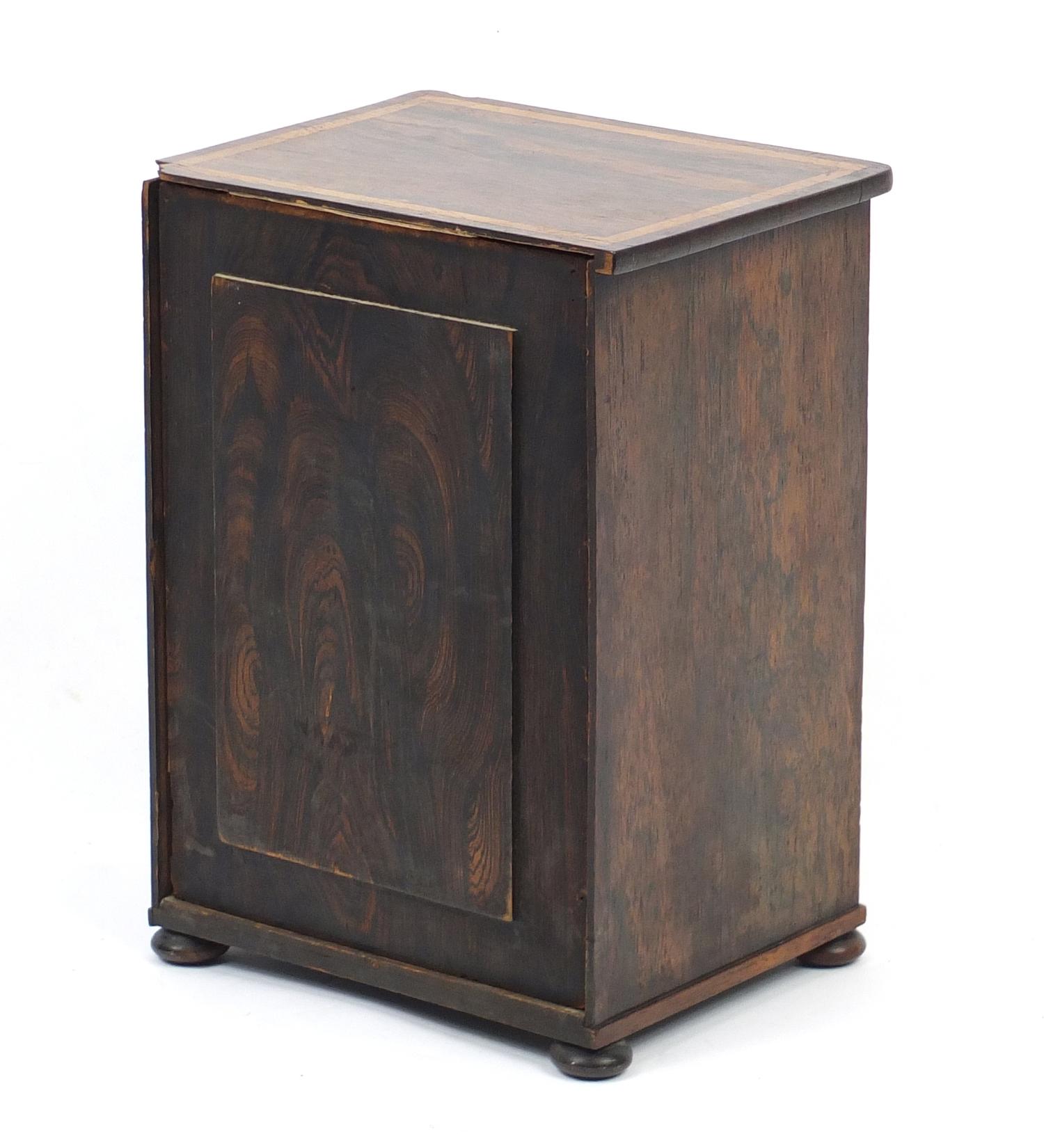 Victorian rosewood five drawer apprentice chest with oak inlay, 37.5cm H x 27.5cm W x 21cm D :For - Image 4 of 5