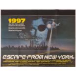 Vintage Escape From New York UK quad film poster, printed by W E Berry 1981 :For Further Condition