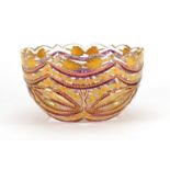 Bohemian cut glass bowl made for the Islamic market hand painted with flowers, 20cm in diameter :For