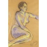 Portrait of a nude female, chalk on paper, bearing a signature Epstein, framed, 75.5cm x 50.5cm :For