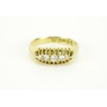 18ct gold diamond five stone ring, Chester 1912, size O, 3.0g :For Further Condition Reports