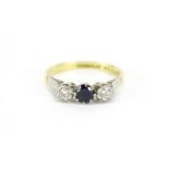 18ct gold sapphire and diamond ring, size O, 2.8g :For Further Condition Reports Please Visit Our