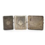 Three rectangular silver vesta's, two with engine turned decoration, Birmingham hallmarks, the