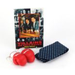 Reggie Kray ephemera comprising a pair of signed miniature boxing gloves and Villains We Have