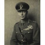 Black and white photograph of King George VI in Military uniform by Hugh Cecil, signed by King