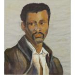 Attributed to Beauford Delaney - Head and shoulder portrait of a man, watercolour and gouache on