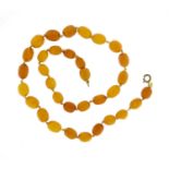 Butterscotch amber coloured bead necklace, 45cm in length, 18.8g :For Further Condition Reports