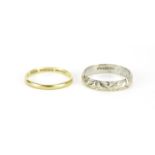 Two 9ct gold wedding bands including one white gold, sizes S and U, 4.0g :For Further Condition