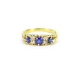 Unmarked gold sapphire and diamond ring, size Q, 4.2g :For Further Condition Reports Please Visit