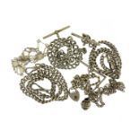 Silver jewellery including three watch chains and two bracelets, 150.5g :For Further Condition