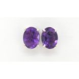 Pair of silver amethyst solitaire earrings, 7mm in length, 1.4g :For Further Condition Reports