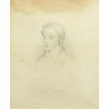 Head and shoulders portrait of Robert Grant, 19th century pencil, mounted and framed, 30cm x 25cm :
