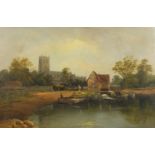 Richard Allam - Christchurch Mill, 19th century oil on canvas, framed, 60cm x 39cm :For Further