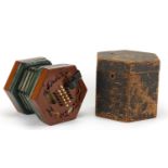 19th century forty three button Concertina by White Aldagate, London, housed in a wooden carrying