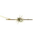 9ct gold spider bar brooch set with blue stones, 5cm in length, 2.8g :For Further Condition