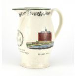 Late 18th/early 19th century creamware jug, decorated with a view of Makin Mill, inscribed Success