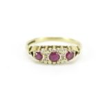 9ct gold ruby and diamond ring, size P, 2.0g :For Further Condition Reports Please Visit Our