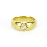 Unmarked gold diamond solitaire Gypsy ring, size N, 9.0g :For Further Condition Reports Please Visit