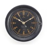 US Navy ships bulk head design clock by Seth Thomas with Arabic numerals, 19.5cm in diameter :For