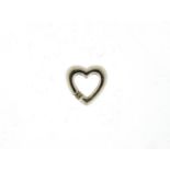 9ct white gold diamond love heart pendant, 1cm in length, 0.8g :For Further Condition Reports Please