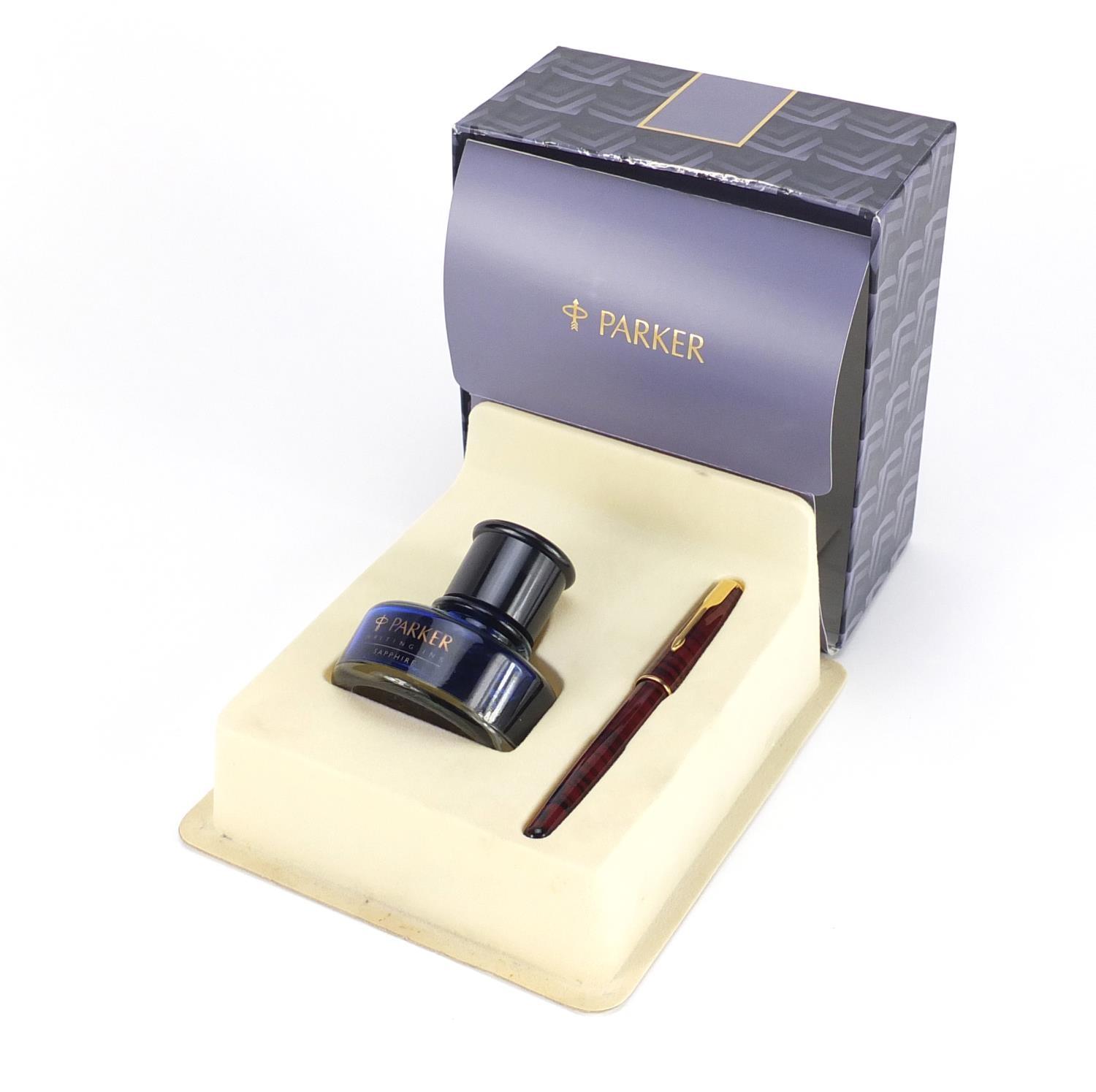 Parker Sonnet fountain pen with sapphire writing ink, box and case :For Further Condition Reports - Image 15 of 16