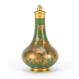 Early 19th century Bloor Derby scent bottle with stopper, hand painted with insects above acorns and