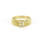 9ct gold clear stone ring, size N, 2.8g :For Further Condition Reports Please Visit Our Website.