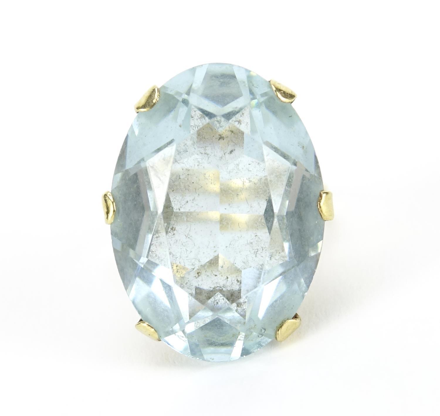 Large 9ct gold blue stone ring, size M, 10.0g :For Further Condition Reports Please Visit Our - Image 2 of 8