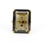 Large 9ct gold smoky quartz ring, size K, 7.8g :For Further Condition Reports Please Visit Our