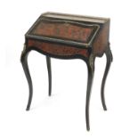 French ebonised boulle work bureau De Dame with ornate brass mounts, 92cm H x 66cm W x 45cm D :For