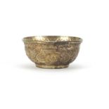 18th/19th century Sino-Tibetan silver coloured metal bowl, finely decorated with panels of