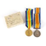 British Military World War I pair with box of issue awarded to 590571PTE.F.A.BENNETT.18-LOND.R. :For
