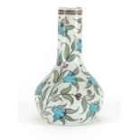 Iznik pottery vase hand painted with stylised flowers, 17cm high :For Further Condition Reports