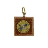 Square goldstone compass fob, 1.8cm x 1.8cm :For Further Condition Reports Please Visit Our Website.