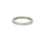 Unmarked white gold diamond eternity ring, size M, 2.2g :For Further Condition Reports Please