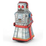 Japanese tin plate robot by KO, 16.5cm high :For Further Condition Reports Please Visit Our Website.