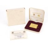 22ct gold commemorative stamp replica, number 1952 with case and box, 40.0g :For Further Condition