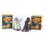 Two Marx battery operated Dalek's with boxes from Dr Who comprising Black and Silver :For Further