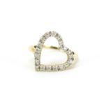 9ct gold diamond love heart ring, size N, 3.1g :For Further Condition Reports Please Visit Our