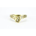 14ct gold Greek key herringbone ring, size Q, 2.7g :For Further Condition Reports Please Visit Our