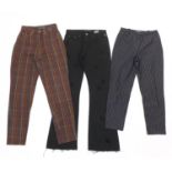 Three vintage pairs of Versace trousers :For Further Condition Reports Please Visit Our Website.